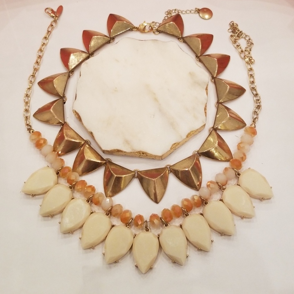 2 necklaces. Geo shapes.